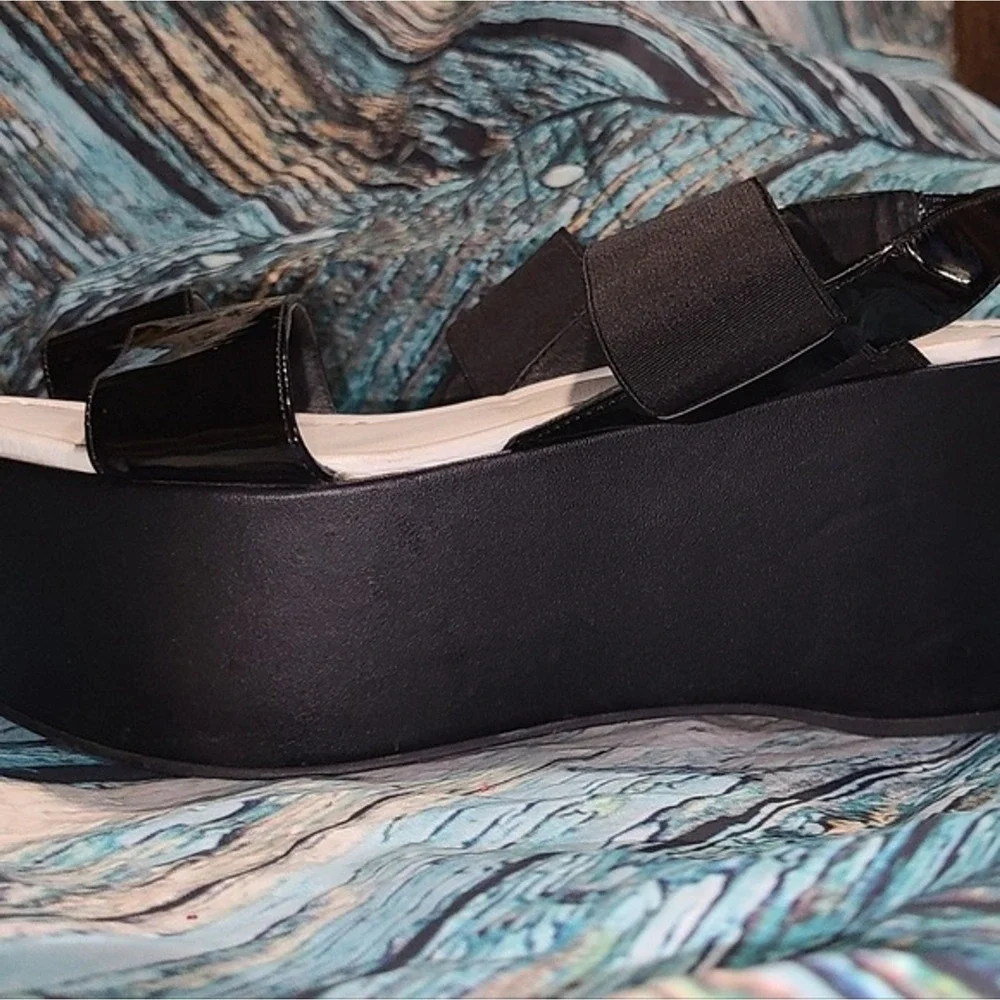 Y2K Minimalist Italian Platform Sandals Black Chunky Wedge Grunge Goth Y2K EU 37